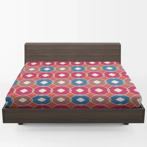 Pink Blue Purple Geometric Fitted Sheet 1