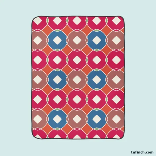 Pink Blue Purple Geometric Fleece Blanket 1