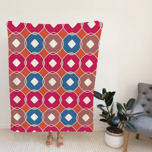 Pink Blue Purple Geometric Fleece Blanket