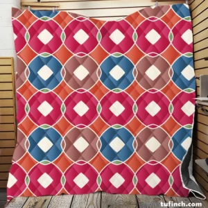 Pink Blue Purple Geometric Quilt Blanket