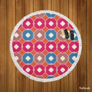 Pink Blue Purple Geometric Round Beach Towel