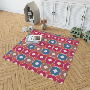 Pink Blue Purple Geometric Rug 1