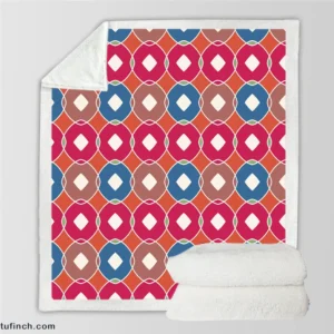 Pink Blue Purple Geometric Sherpa Fleece Blanket