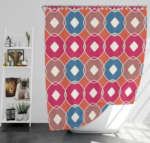 Pink Blue Purple Geometric Shower Curtain