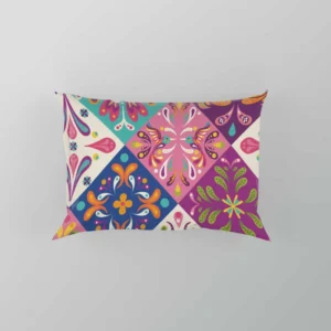 Pink Blue Purple White Mexican Talavera Pillow Case