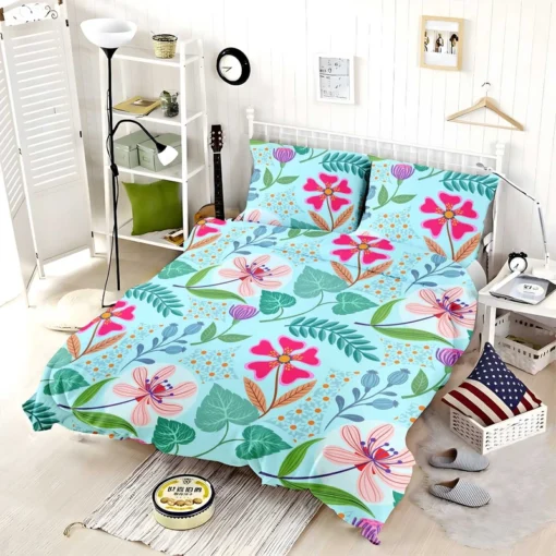 Pink Cherry Blossom Flowers Bedding Set