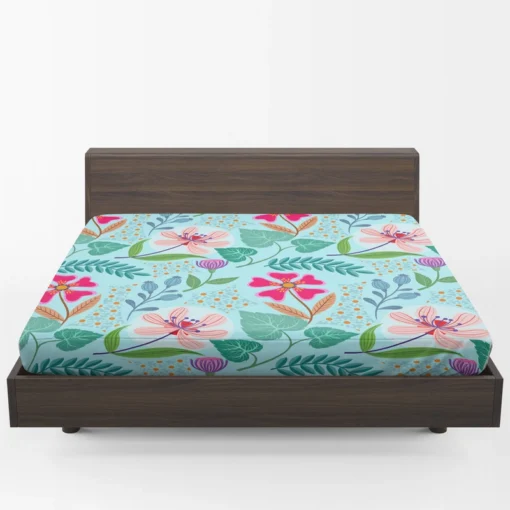 Pink Cherry Blossom Flowers Fitted Sheet 1