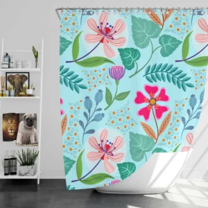 Pink Cherry Blossom Flowers Shower Curtain