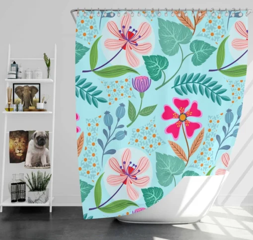 Pink Cherry Blossom Flowers Shower Curtain