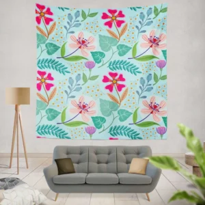 Pink Cherry Blossom Flowers Wall Tapestry