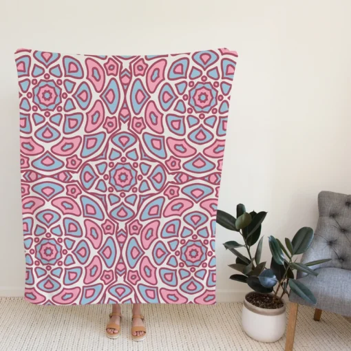 Pink Ethnical Tribal Design Fleece Blanket