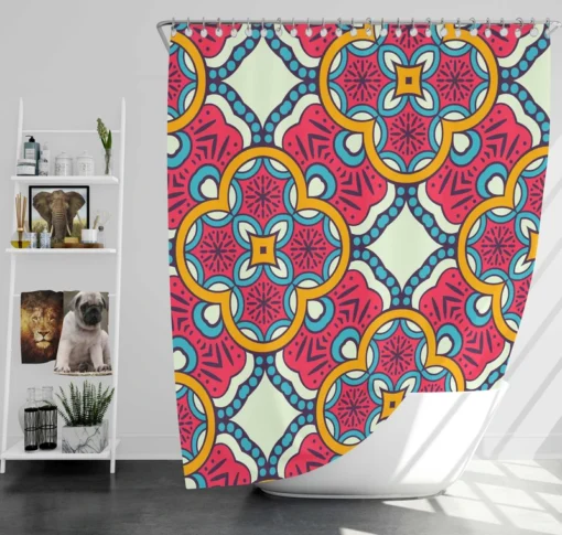 Pink Floral Batik Shower Curtain