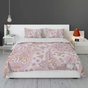 Pink Floral Paisley Design Bedding Set 1