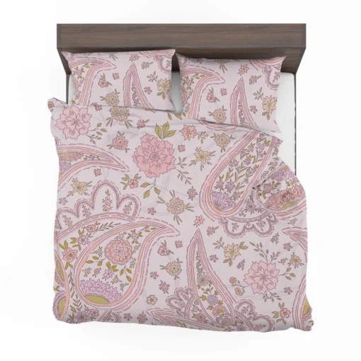 Pink Floral Paisley Design Bedding Set 2