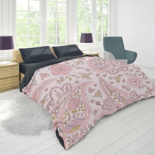 Pink Floral Paisley Design Duvet Cover 1