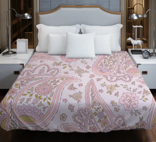 Pink Floral Paisley Design Duvet Cover