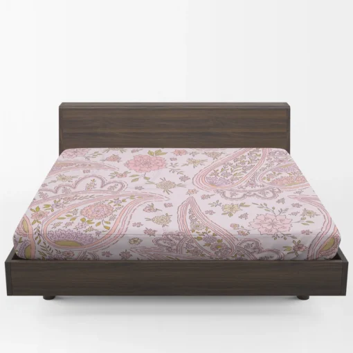 Pink Floral Paisley Design Fitted Sheet 1