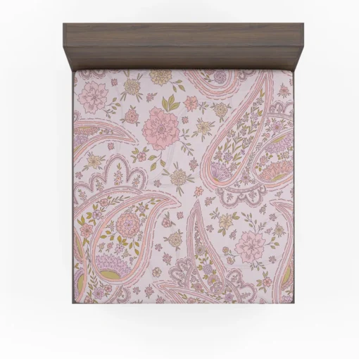 Pink Floral Paisley Design Fitted Sheet