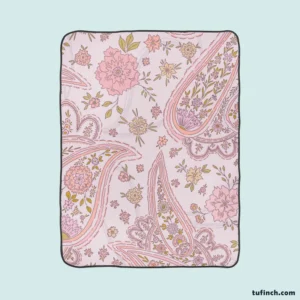 Pink Floral Paisley Design Fleece Blanket 1