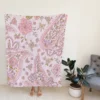 Pink Floral Paisley Design Fleece Blanket