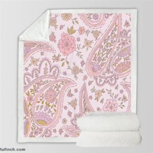 Pink Floral Paisley Design Sherpa Fleece Blanket