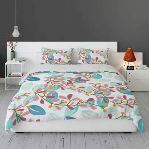 Pink Floral Vines Pattern Bedding Set 1