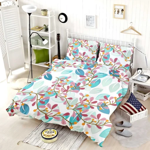 Pink Floral Vines Pattern Bedding Set