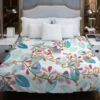 Pink Floral Vines Pattern Duvet Cover