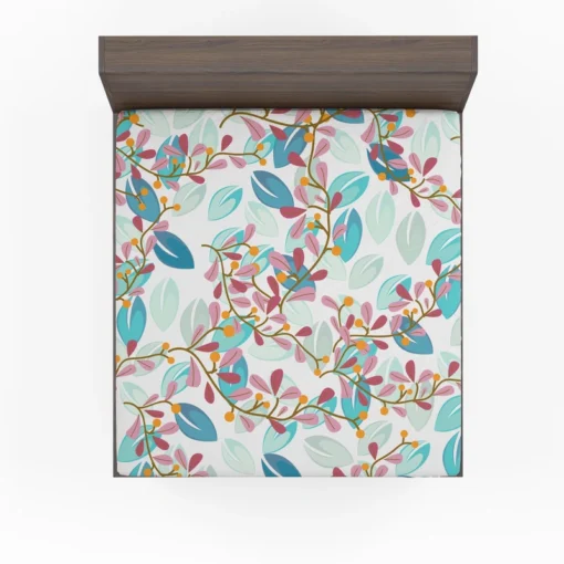 Pink Floral Vines Pattern Fitted Sheet