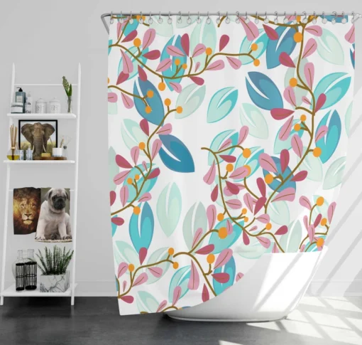 Pink Floral Vines Pattern Shower Curtain