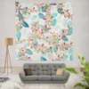 Pink Floral Vines Pattern Wall Tapestry