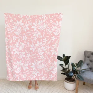 Pink Flower Seamless Pattern Fleece Blanket