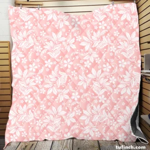 Pink Flower Seamless Pattern Quilt Blanket