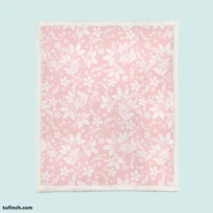 Pink Flower Seamless Pattern Sherpa Fleece Blanket 1