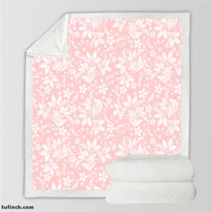 Pink Flower Seamless Pattern Sherpa Fleece Blanket