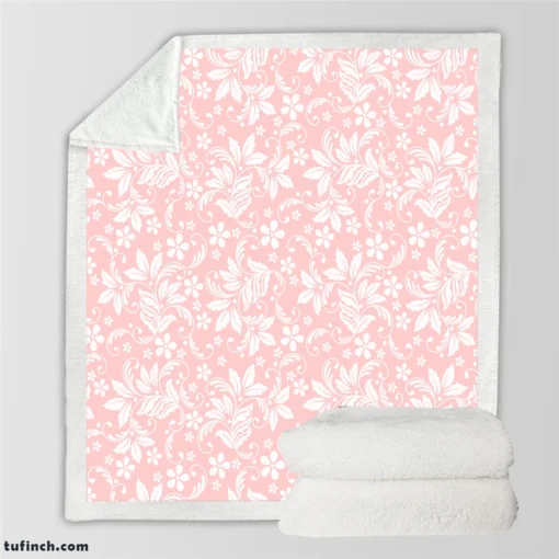 Pink Flower Seamless Pattern Sherpa Fleece Blanket