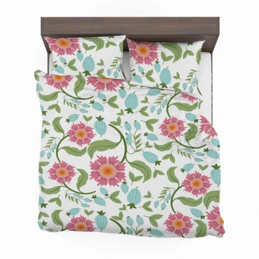 Pink Gaillardia Flowers Spring Pattern Bedding Set 2