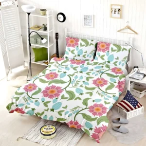 Pink Gaillardia Flowers Spring Pattern Bedding Set