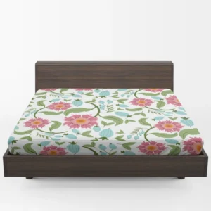 Pink Gaillardia Flowers Spring Pattern Fitted Sheet 1