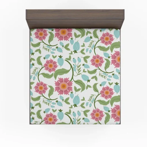 Pink Gaillardia Flowers Spring Pattern Fitted Sheet