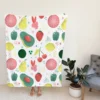 Pink Guava Pattern with Green Leaves Fleece Blanket