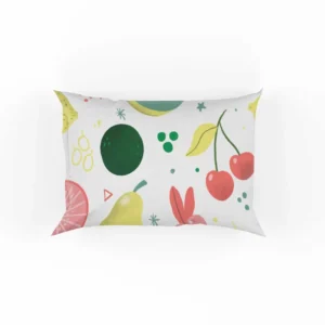 Pink Guava Pattern with Green Leaves Pillow Case