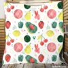 Pink Guava Pattern with Green Leaves Quilt Blanket