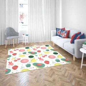 Pink Guava Pattern with Green Leaves Rug 2