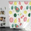 Pink Guava Pattern with Green Leaves Shower Curtain