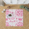 Pink Heart Balloons Love Text Rug