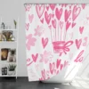 Pink Heart Balloons Love Text Shower Curtain