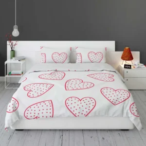 Pink Love Hearts Polka Dots Bedding Set 1