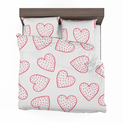 Pink Love Hearts Polka Dots Bedding Set 2