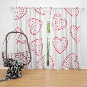 Pink Love Hearts Polka Dots Curtain